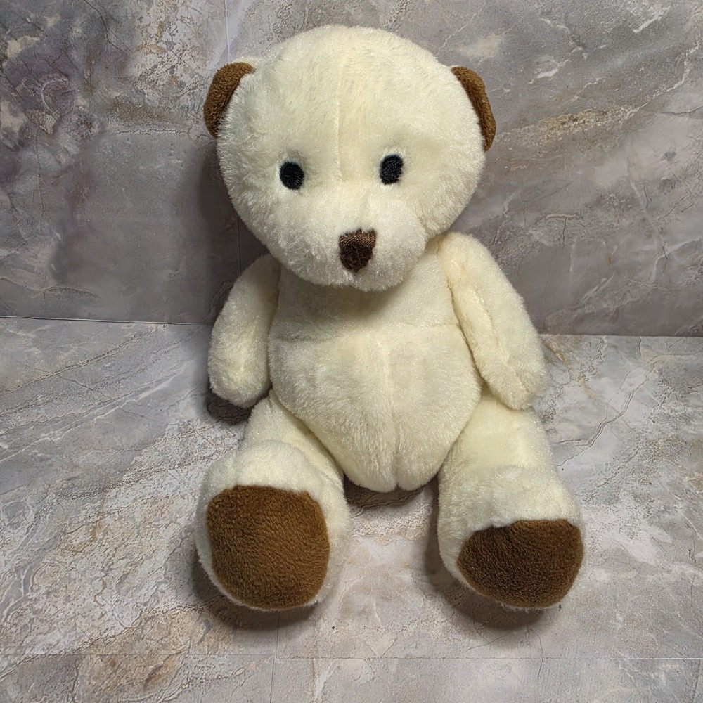 Houdini Inc  6" Plush Cream Color Bear Brown Ears Nose Footpads Cloth Eyes